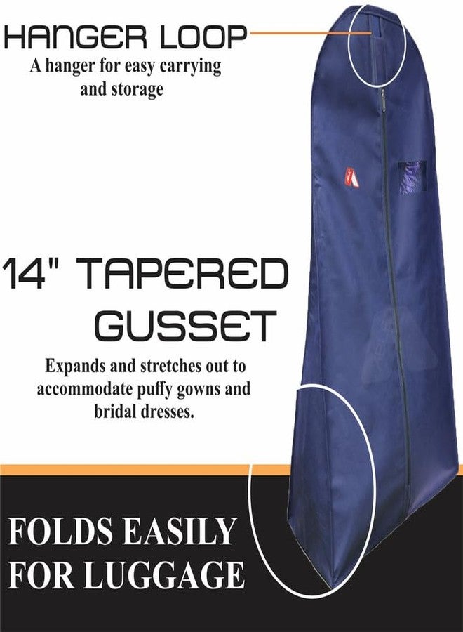 ABLE 62 Inch Wedding & Lehenga Dress Cover Garment Bag with 14 Inch Gusset, Breathable, Dust Protector, for Extra Wide Dress. Navy Blue Non-Woven Fabric Pack of 1 Pcs - Image 3